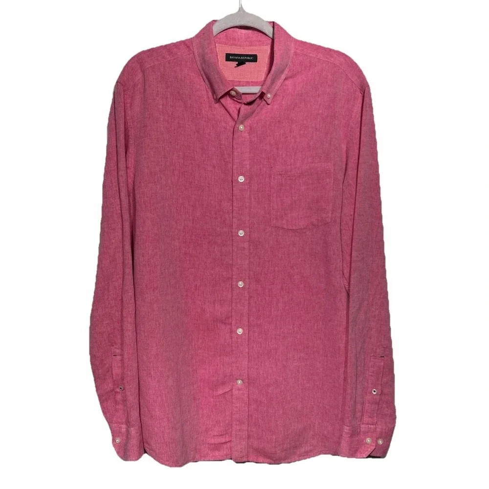 Banana Republic Linen Button Down Shirt Men's Size Large Summer‎ EUC